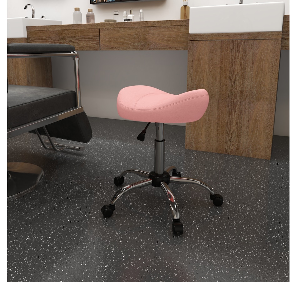 Image 947315_ALTMORE25.jpg, Product 947-315 / Price $73.99 - $79.99, HOMCOM PU Leather Saddle Stool Height Adjustable Rolling Salon Chair Grey from HOMCOM on TSC.ca's Home & Garden department