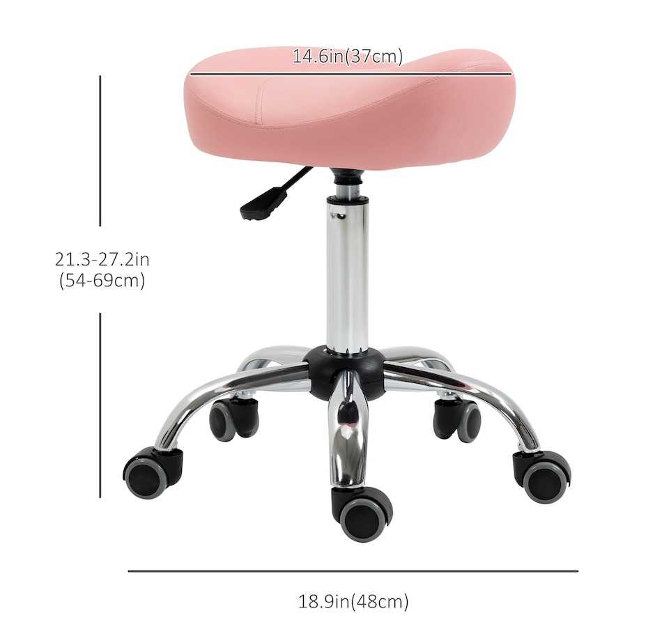 Image 947315_ALTMORE26.jpg, Product 947-315 / Price $73.99 - $79.99, HOMCOM PU Leather Saddle Stool Height Adjustable Rolling Salon Chair Grey from HOMCOM on TSC.ca's Home & Garden department
