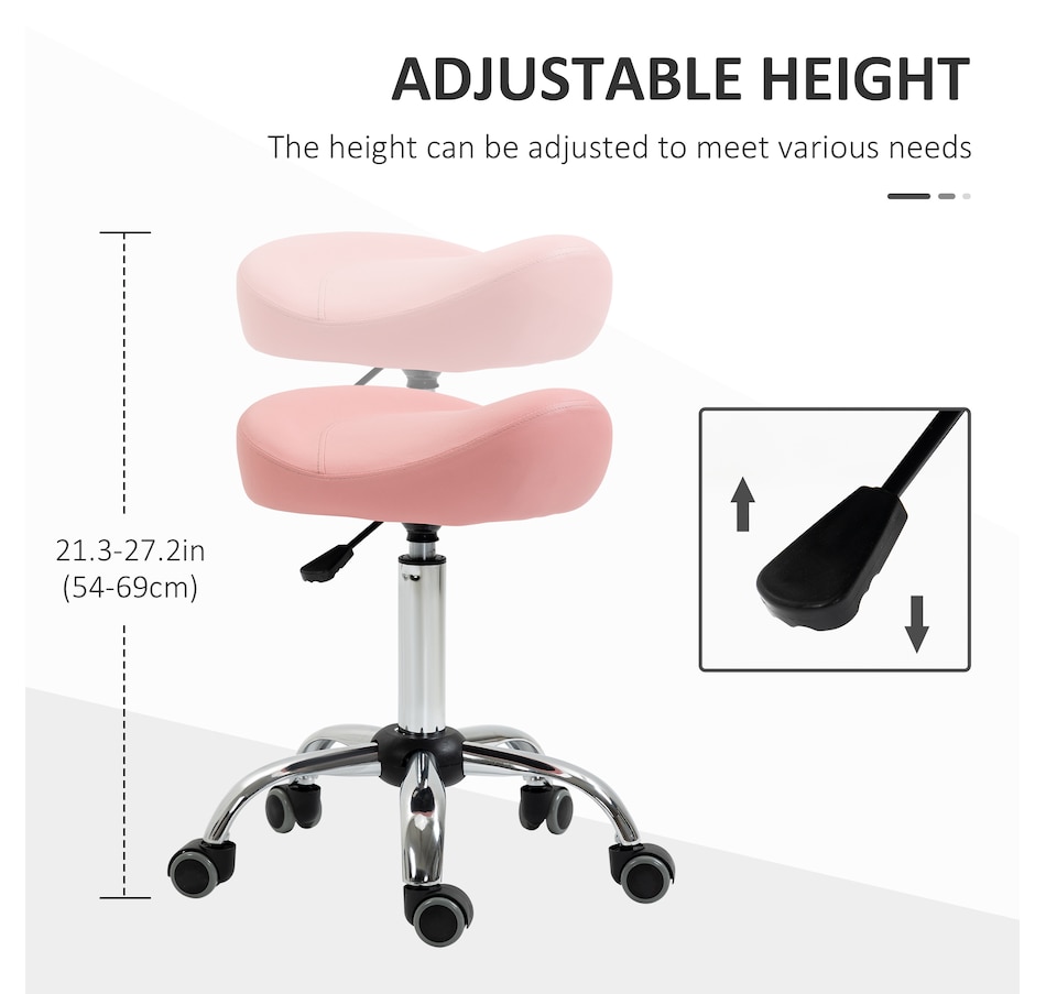 Image 947315_ALTMORE27.jpg, Product 947-315 / Price $73.99 - $79.99, HOMCOM PU Leather Saddle Stool Height Adjustable Rolling Salon Chair Grey from HOMCOM on TSC.ca's Home & Garden department