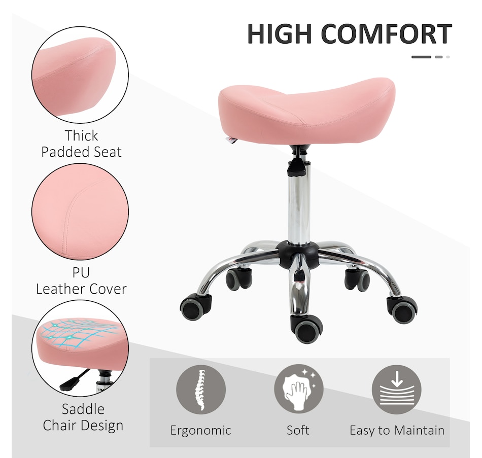 Image 947315_ALTMORE28.jpg, Product 947-315 / Price $73.99 - $79.99, HOMCOM PU Leather Saddle Stool Height Adjustable Rolling Salon Chair Grey from HOMCOM on TSC.ca's Home & Garden department