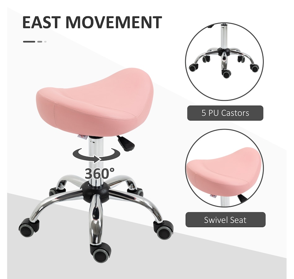 Image 947315_ALTMORE29.jpg, Product 947-315 / Price $73.99 - $79.99, HOMCOM PU Leather Saddle Stool Height Adjustable Rolling Salon Chair Grey from HOMCOM on TSC.ca's Home & Garden department