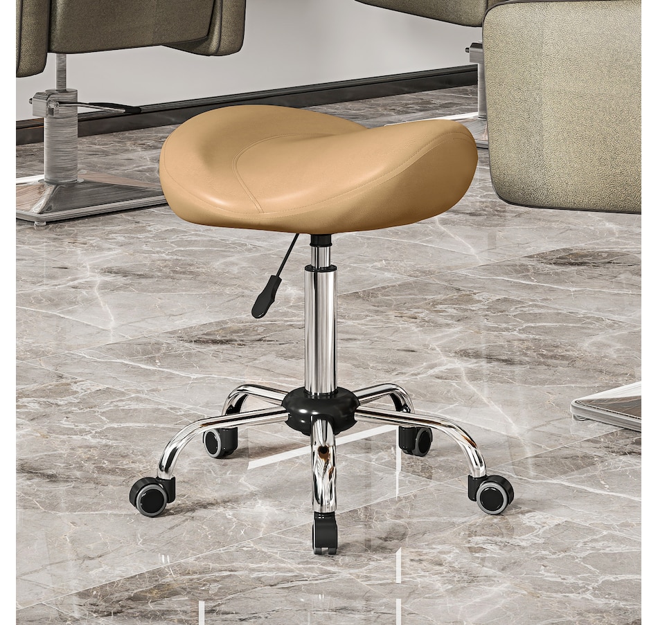 Image 947315_ALTMORE33.jpg, Product 947-315 / Price $73.99 - $79.99, HOMCOM PU Leather Saddle Stool Height Adjustable Rolling Salon Chair Grey from HOMCOM on TSC.ca's Home & Garden department