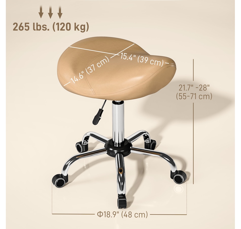 Image 947315_ALTMORE34.jpg, Product 947-315 / Price $73.99 - $79.99, HOMCOM PU Leather Saddle Stool Height Adjustable Rolling Salon Chair Grey from HOMCOM on TSC.ca's Home & Garden department