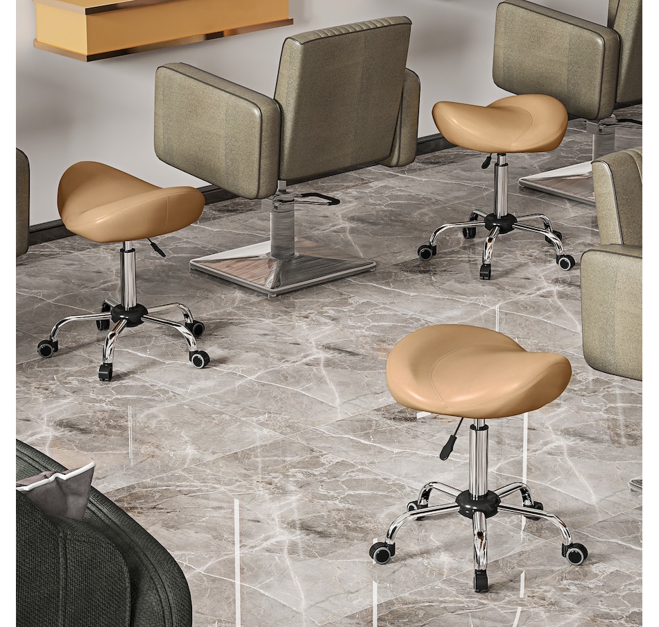 Image 947315_ALTMORE40.jpg, Product 947-315 / Price $73.99 - $79.99, HOMCOM PU Leather Saddle Stool Height Adjustable Rolling Salon Chair Grey from HOMCOM on TSC.ca's Home & Garden department