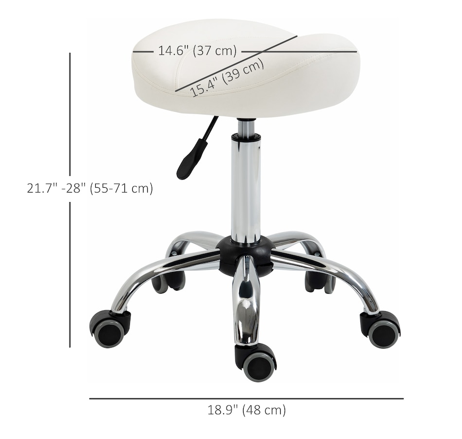 Image 947315_ALTMORE42.jpg, Product 947-315 / Price $73.99 - $79.99, HOMCOM PU Leather Saddle Stool Height Adjustable Rolling Salon Chair Grey from HOMCOM on TSC.ca's Home & Garden department