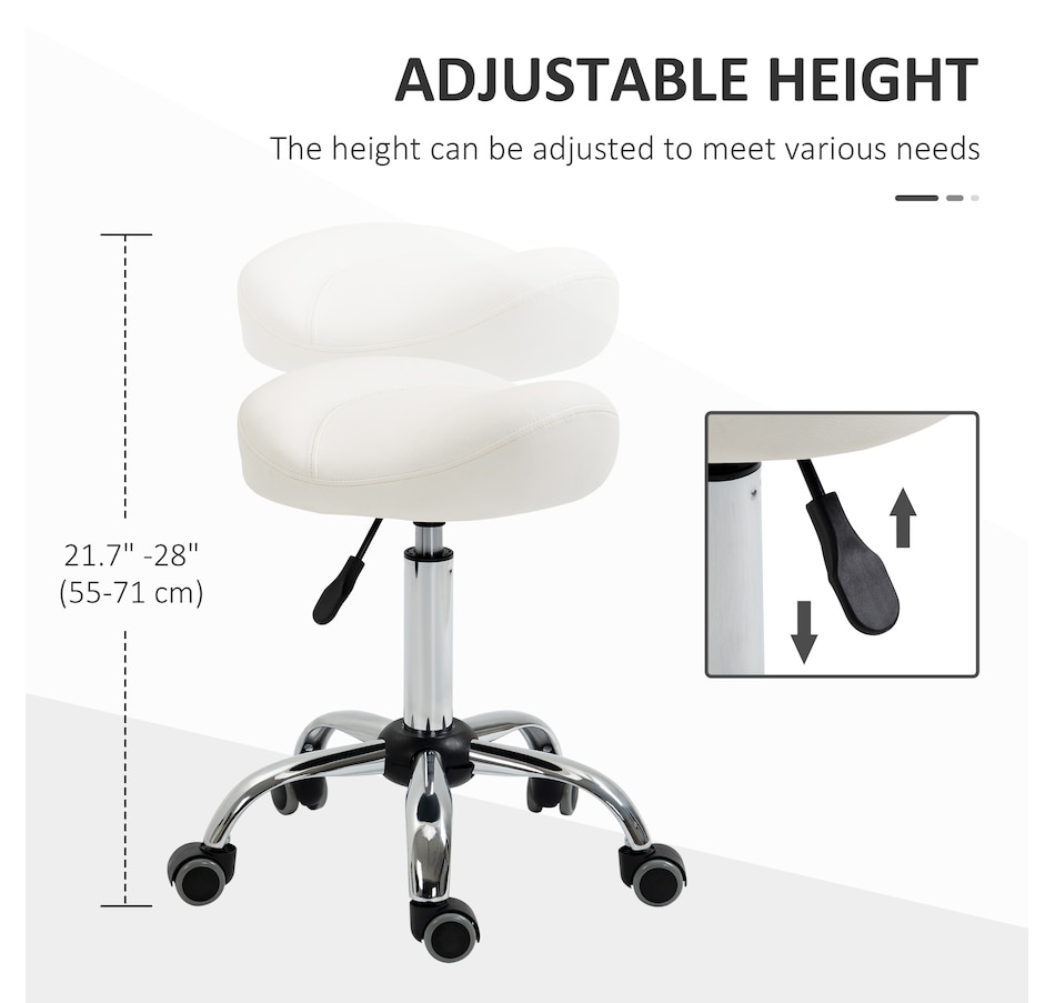 Image 947315_ALTMORE43.jpg, Product 947-315 / Price $73.99 - $79.99, HOMCOM PU Leather Saddle Stool Height Adjustable Rolling Salon Chair Grey from HOMCOM on TSC.ca's Home & Garden department