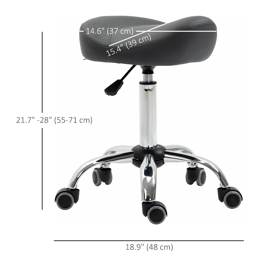 Image 947315_ALTMORE44.jpg, Product 947-315 / Price $73.99 - $79.99, HOMCOM PU Leather Saddle Stool Height Adjustable Rolling Salon Chair Grey from HOMCOM on TSC.ca's Home & Garden department