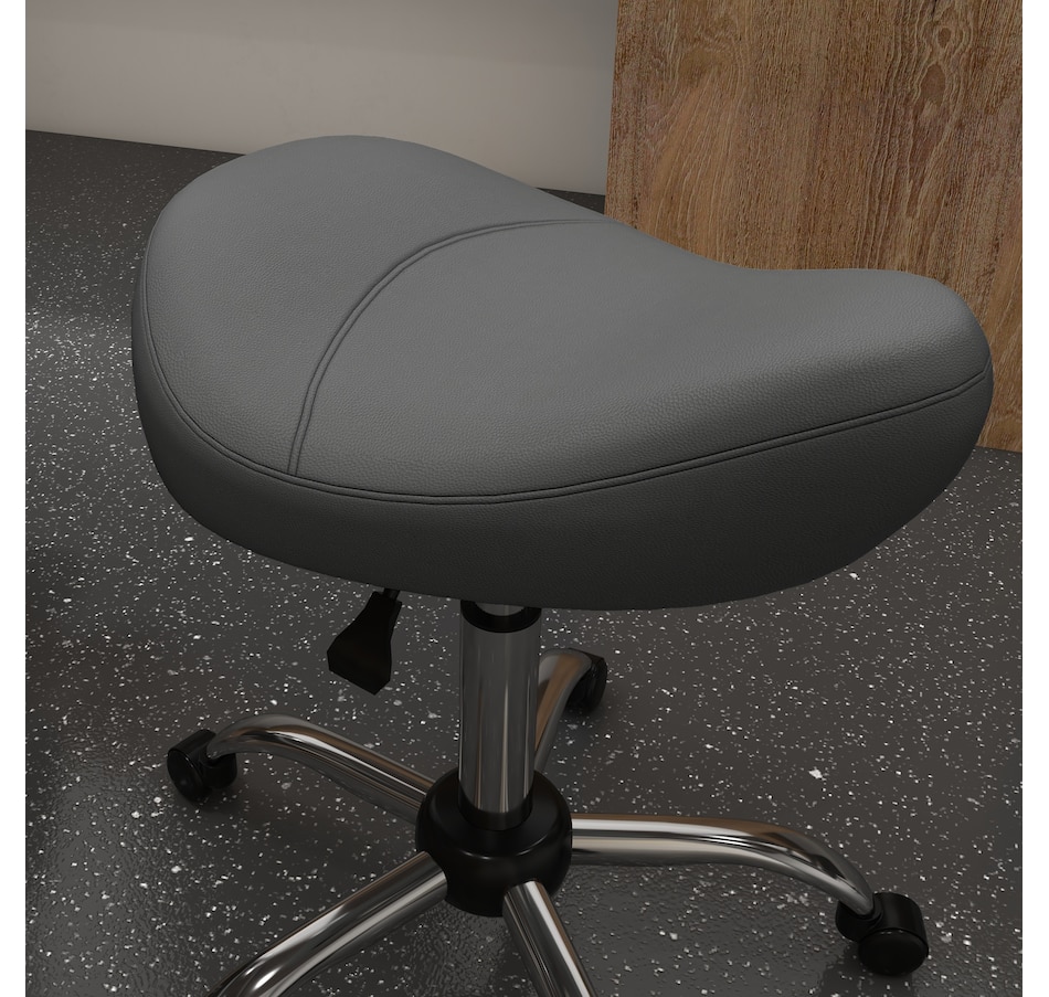 Image 947315_ALTMORE7.jpg, Product 947-315 / Price $73.99 - $79.99, HOMCOM PU Leather Saddle Stool Height Adjustable Rolling Salon Chair Grey from HOMCOM on TSC.ca's Home & Garden department