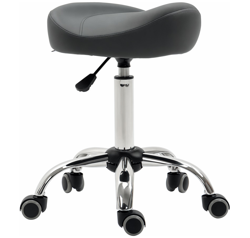 Image 947315_ST01.png, Product 947-315 / Price $73.99 - $79.99, HOMCOM PU Leather Saddle Stool Height Adjustable Rolling Salon Chair Grey from HOMCOM on TSC.ca's Home & Garden department