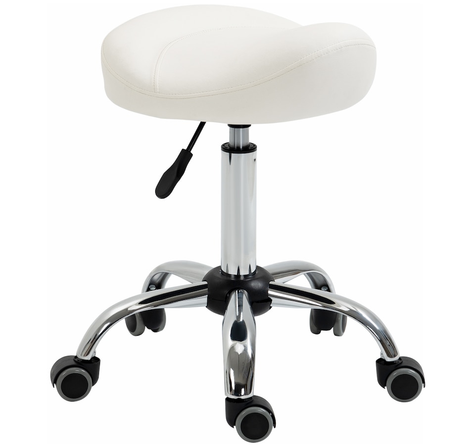 Image 947315_ST02.jpg, Product 947-315 / Price $73.99 - $79.99, HOMCOM PU Leather Saddle Stool Height Adjustable Rolling Salon Chair Grey from HOMCOM on TSC.ca's Home & Garden department