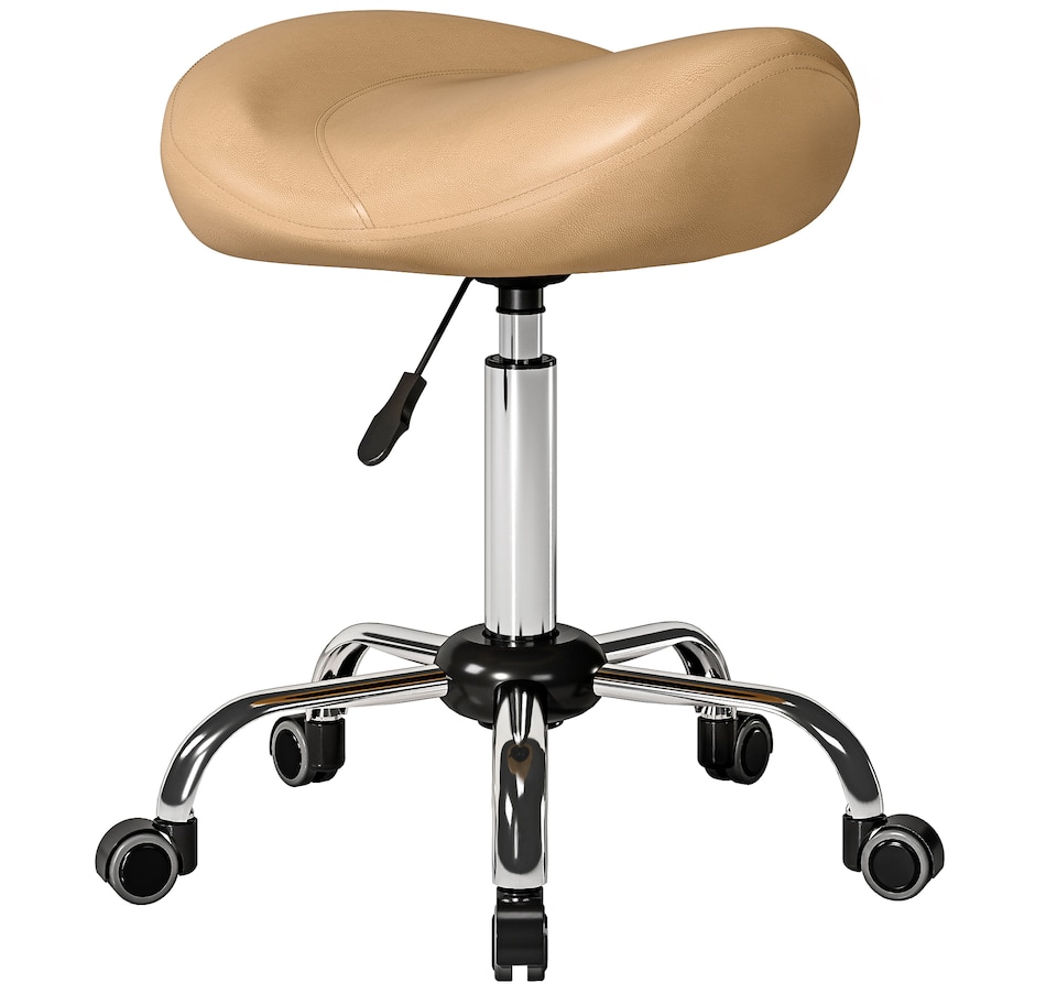 Image 947315_ST05.jpg, Product 947-315 / Price $73.99 - $79.99, HOMCOM PU Leather Saddle Stool Height Adjustable Rolling Salon Chair Grey from HOMCOM on TSC.ca's Home & Garden department