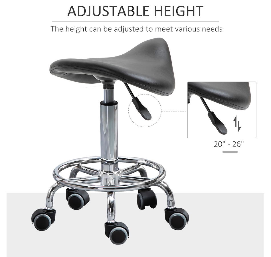 Image 947316_ALTMORE11.jpg, Product 947-316 / Price $109.99 - $119.99, HOMCOM PU Leather Rolling Saddle Stool With Footrest from HOMCOM on TSC.ca's Home & Garden department