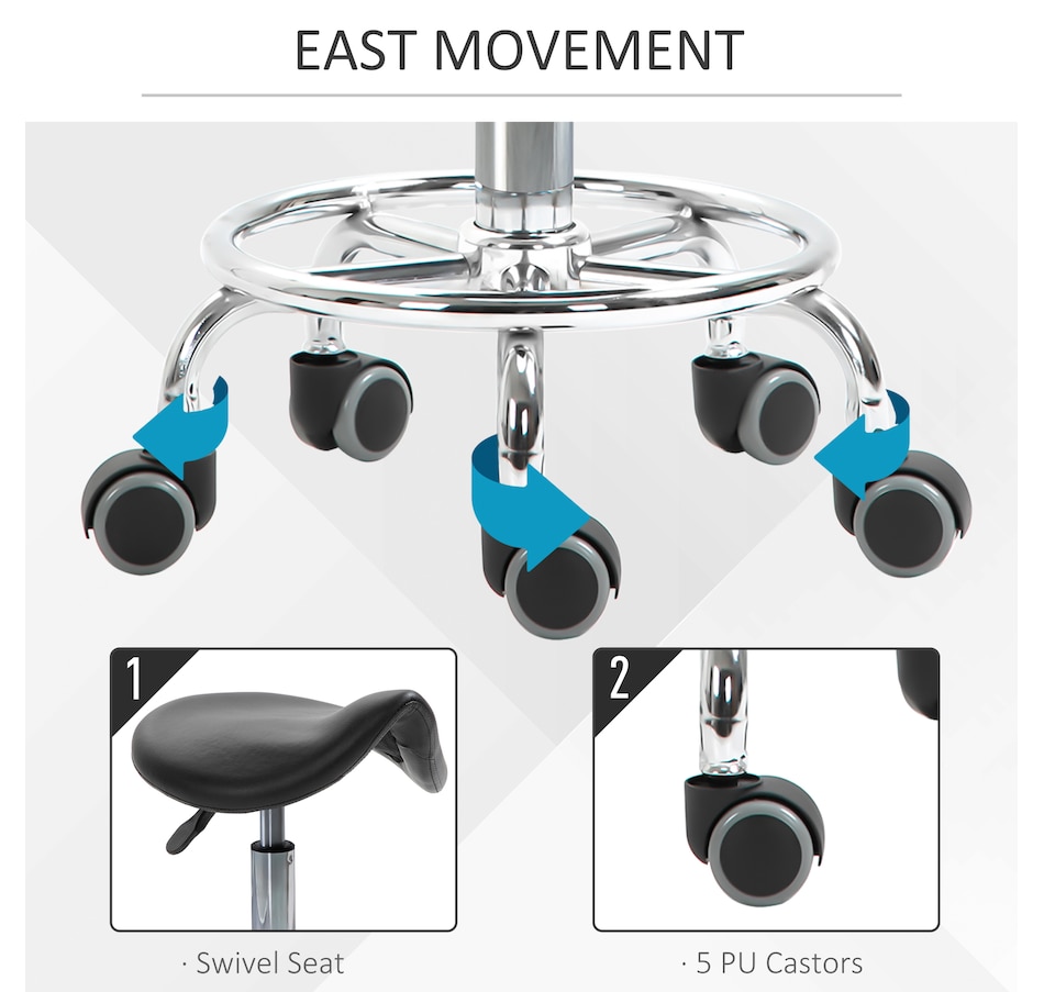 Image 947316_ALTMORE13.jpg, Product 947-316 / Price $109.99 - $119.99, HOMCOM PU Leather Rolling Saddle Stool With Footrest from HOMCOM on TSC.ca's Home & Garden department