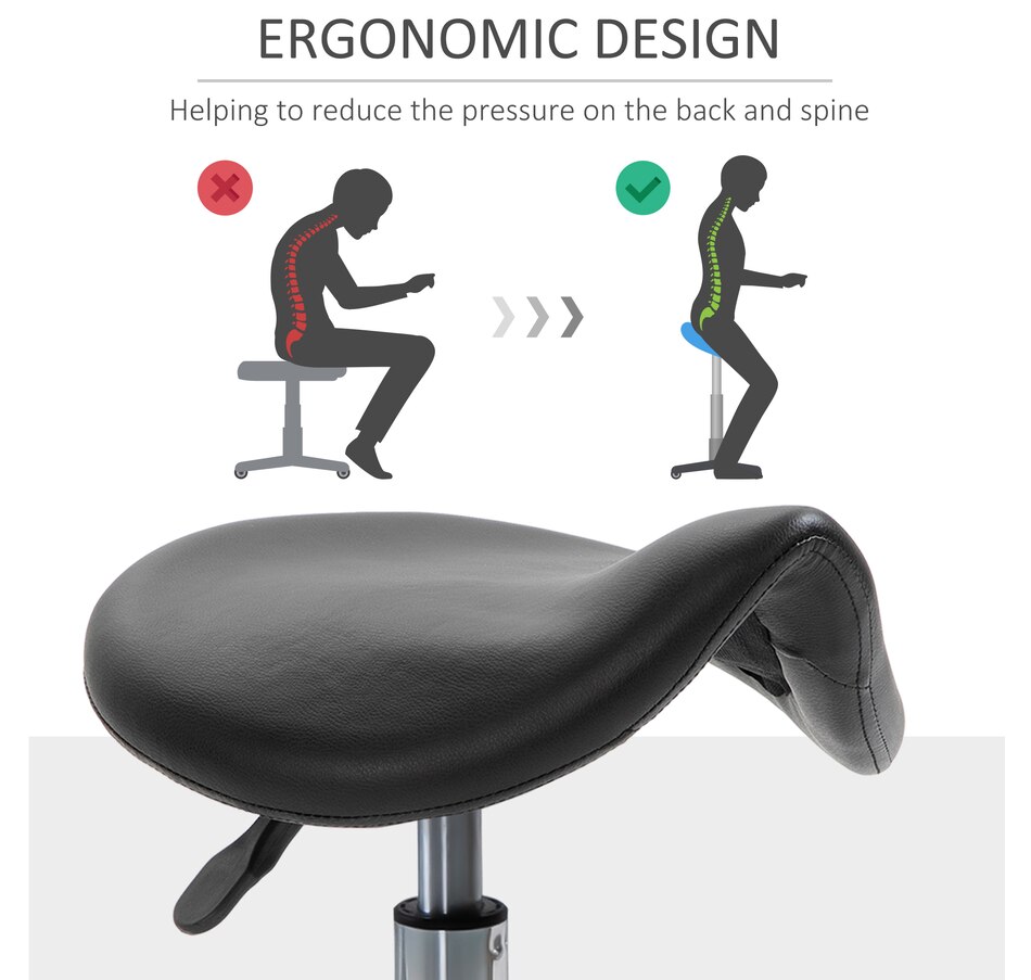 Image 947316_ALTMORE15.jpg, Product 947-316 / Price $109.99 - $119.99, HOMCOM PU Leather Rolling Saddle Stool With Footrest from HOMCOM on TSC.ca's Home & Garden department