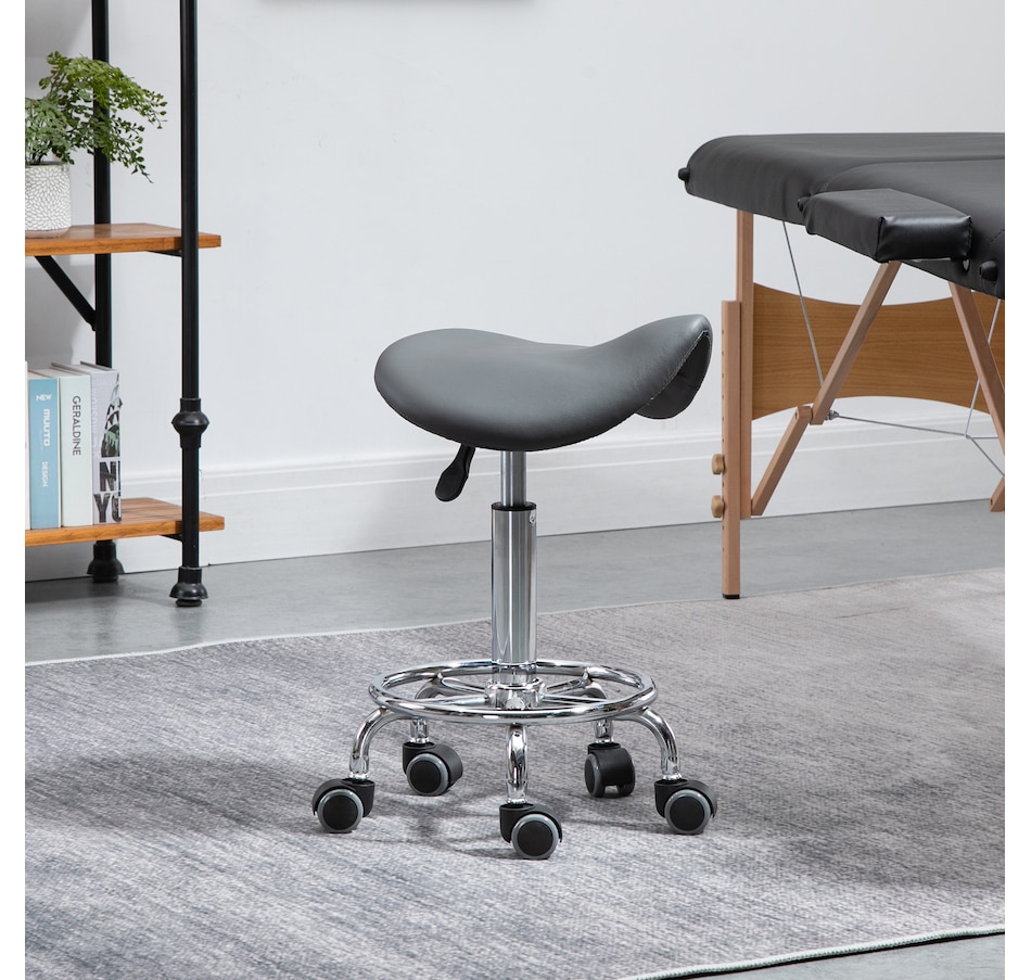 Image 947316_ALTMORE17.jpg, Product 947-316 / Price $109.99 - $119.99, HOMCOM PU Leather Rolling Saddle Stool With Footrest from HOMCOM on TSC.ca's Home & Garden department