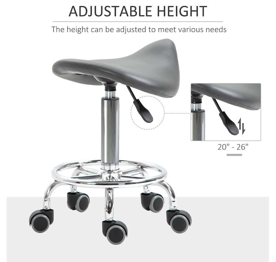 Image 947316_ALTMORE19.jpg, Product 947-316 / Price $109.99 - $119.99, HOMCOM PU Leather Rolling Saddle Stool With Footrest from HOMCOM on TSC.ca's Home & Garden department