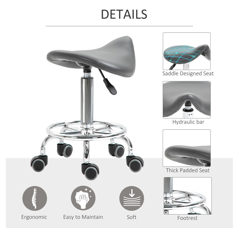 Image 947316_ALTMORE20.jpg, Product 947-316 / Price $109.99 - $119.99, HOMCOM PU Leather Rolling Saddle Stool With Footrest from HOMCOM on TSC.ca's Home & Garden department