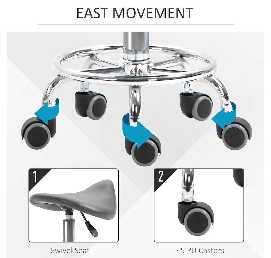 Image 947316_ALTMORE21.jpg, Product 947-316 / Price $109.99 - $119.99, HOMCOM PU Leather Rolling Saddle Stool With Footrest from HOMCOM on TSC.ca's Home & Garden department