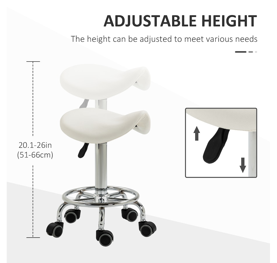 Image 947316_ALTMORE3.jpg, Product 947-316 / Price $109.99 - $119.99, HOMCOM PU Leather Rolling Saddle Stool With Footrest from HOMCOM on TSC.ca's Home & Garden department