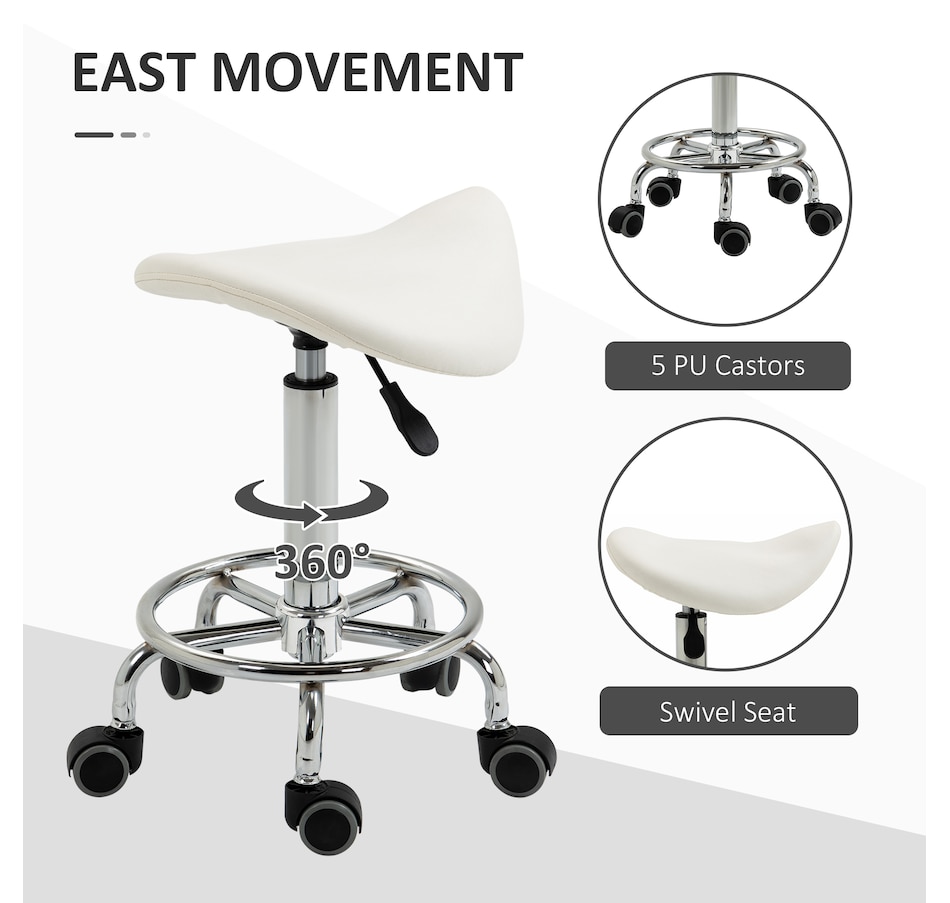 Image 947316_ALTMORE5.jpg, Product 947-316 / Price $109.99 - $119.99, HOMCOM PU Leather Rolling Saddle Stool With Footrest from HOMCOM on TSC.ca's Home & Garden department