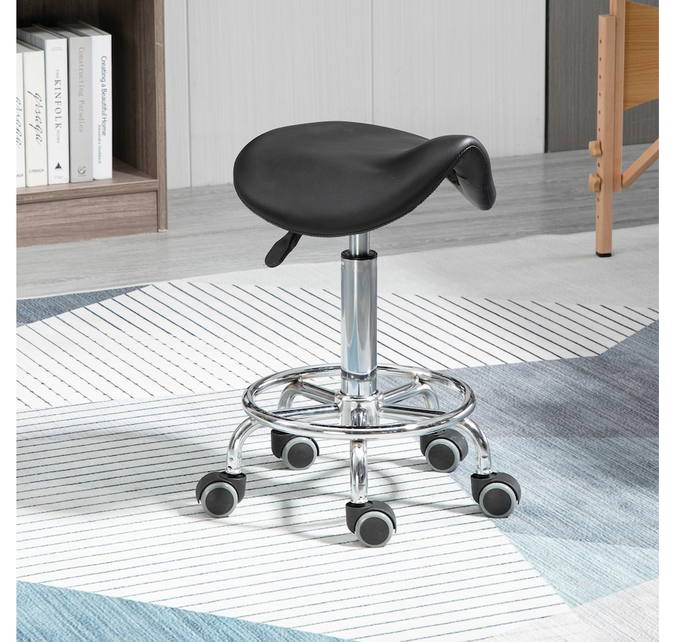 Image 947316_ALTMORE9.jpg, Product 947-316 / Price $109.99 - $119.99, HOMCOM PU Leather Rolling Saddle Stool With Footrest from HOMCOM on TSC.ca's Home & Garden department