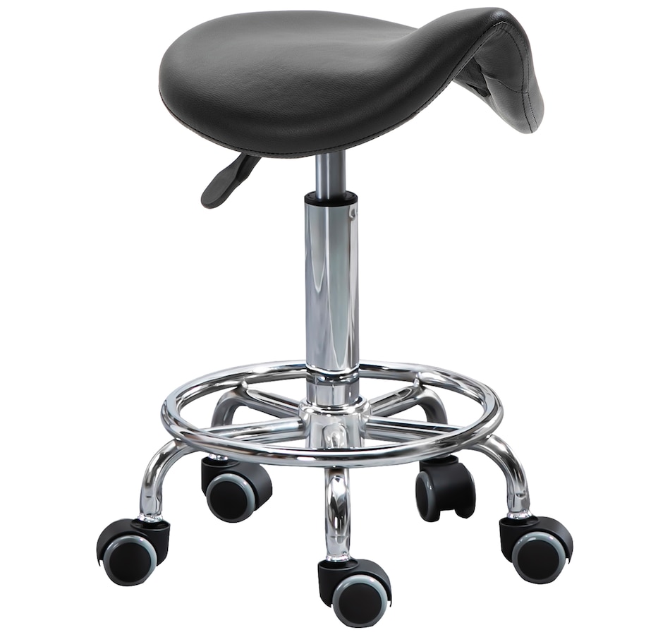 Image 947316_ST02.jpg, Product 947-316 / Price $109.99 - $119.99, HOMCOM PU Leather Rolling Saddle Stool With Footrest from HOMCOM on TSC.ca's Home & Garden department