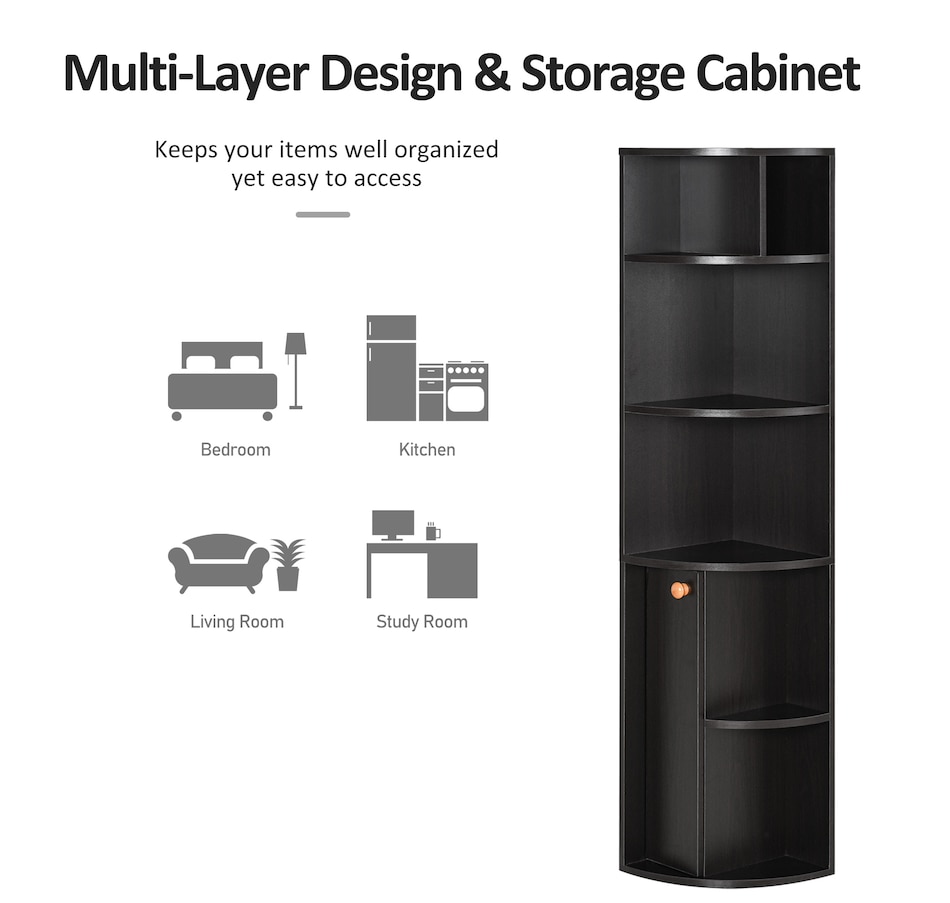 Image 947321_ALTMORE11.jpg, Product 947-321 / Price $96.99 - $104.99, HOMCOM 5-Tier Corner Bookcase, Bookshelf with Compartments Door Cabinet from HOMCOM on TSC.ca's department