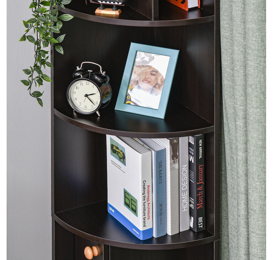 Image 947321_ALTMORE14.jpg, Product 947-321 / Price $96.99 - $104.99, HOMCOM 5-Tier Corner Bookcase, Bookshelf with Compartments Door Cabinet from HOMCOM on TSC.ca's department