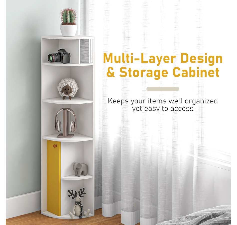 Image 947321_ALTMORE3.jpg, Product 947-321 / Price $96.99 - $104.99, HOMCOM 5-Tier Corner Bookcase, Bookshelf with Compartments Door Cabinet from HOMCOM on TSC.ca's department