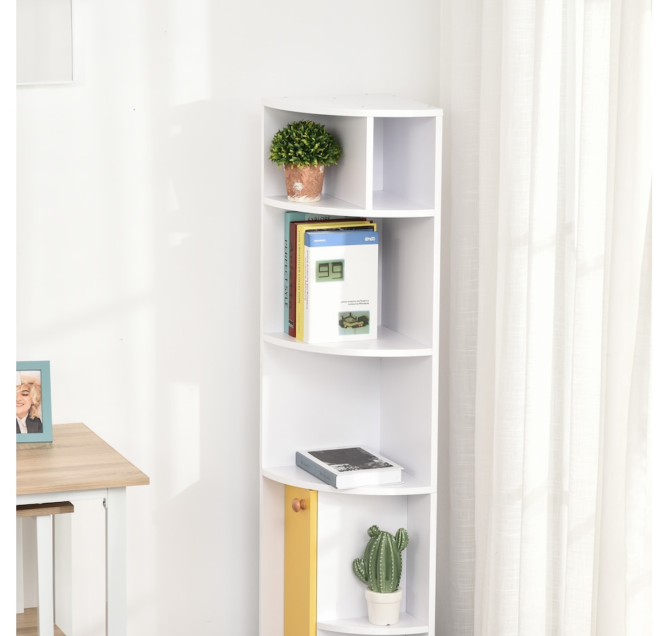 Image 947321_ALTMORE7.jpg, Product 947-321 / Price $96.99 - $104.99, HOMCOM 5-Tier Corner Bookcase, Bookshelf with Compartments Door Cabinet from HOMCOM on TSC.ca's department