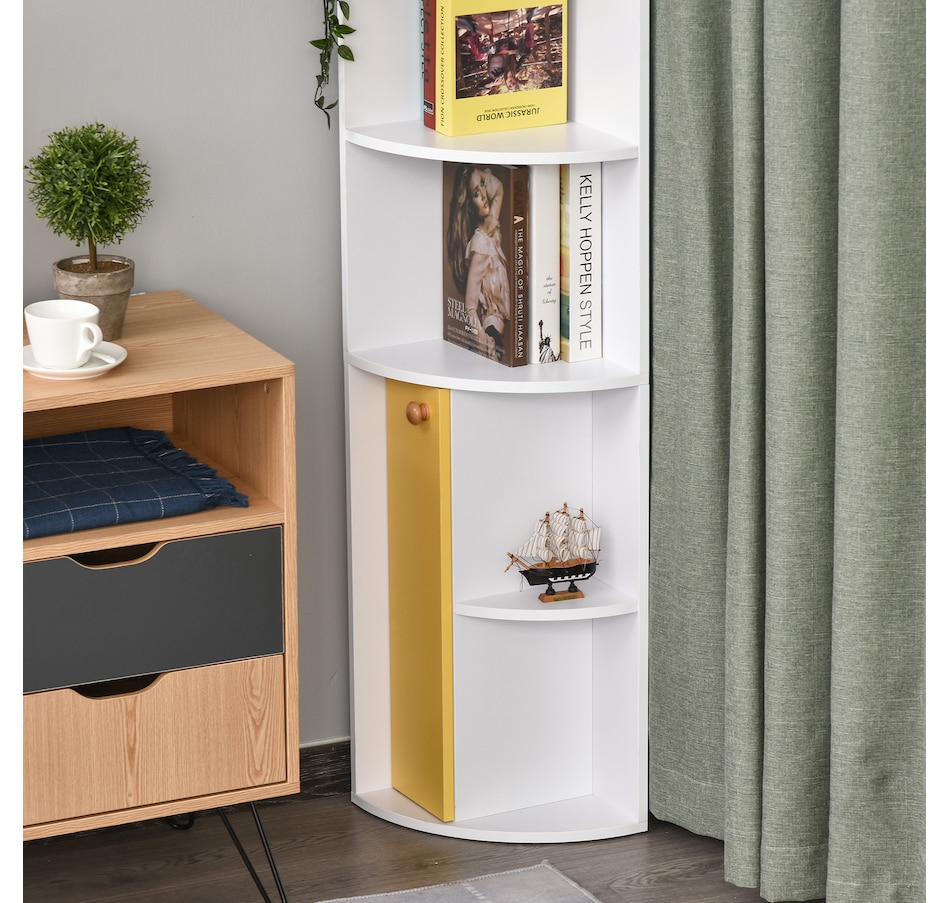 Image 947321_ALTMORE8.jpg, Product 947-321 / Price $96.99 - $104.99, HOMCOM 5-Tier Corner Bookcase, Bookshelf with Compartments Door Cabinet from HOMCOM on TSC.ca's department