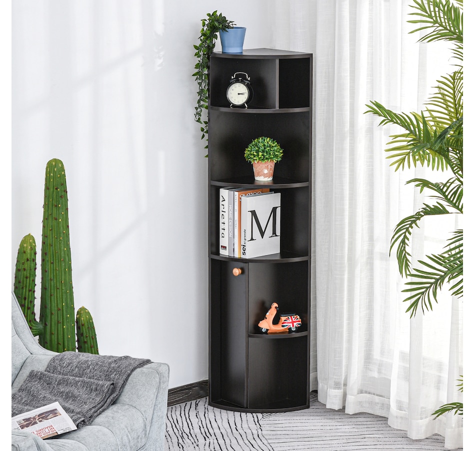 Image 947321_ALTMORE9.jpg, Product 947-321 / Price $96.99 - $104.99, HOMCOM 5-Tier Corner Bookcase, Bookshelf with Compartments Door Cabinet from HOMCOM on TSC.ca's department