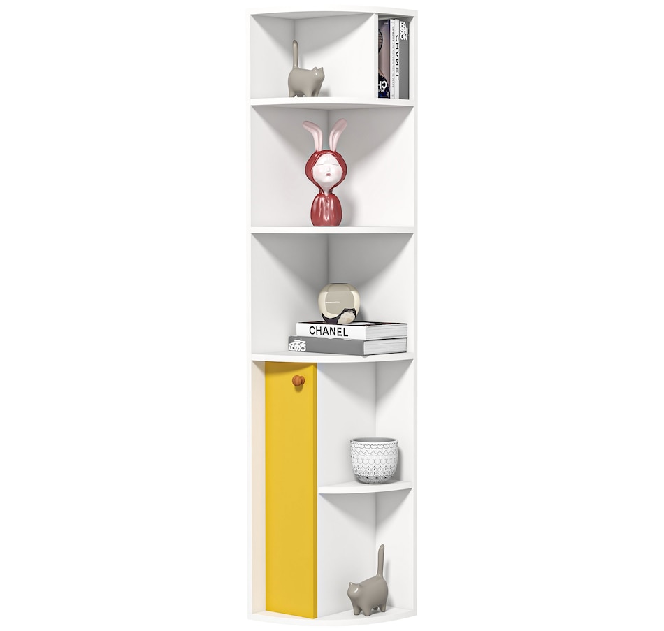 Image 947321_ST01.jpg, Product 947-321 / Price $96.99 - $104.99, HOMCOM 5-Tier Corner Bookcase, Bookshelf with Compartments Door Cabinet from HOMCOM on TSC.ca's department