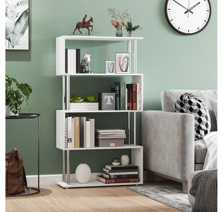 Image 947322_ALTMORE1.jpg, Product 947-322 / Price $97.99 - $106.99, HOMCOM 5-Tiers Bookcase Z-Shape Storage Bookshelf Display with Metal Frame from HOMCOM on TSC.ca's department