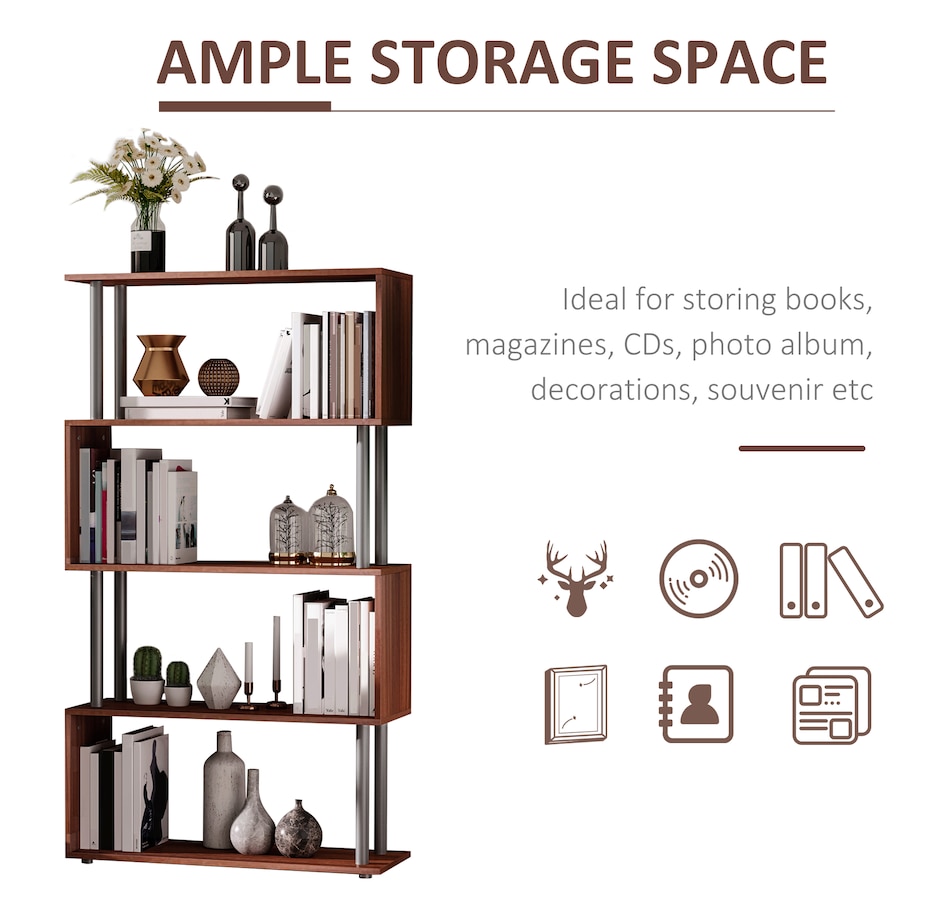 Image 947322_ALTMORE13.jpg, Product 947-322 / Price $97.99 - $106.99, HOMCOM 5-Tiers Bookcase Z-Shape Storage Bookshelf Display with Metal Frame from HOMCOM on TSC.ca's department