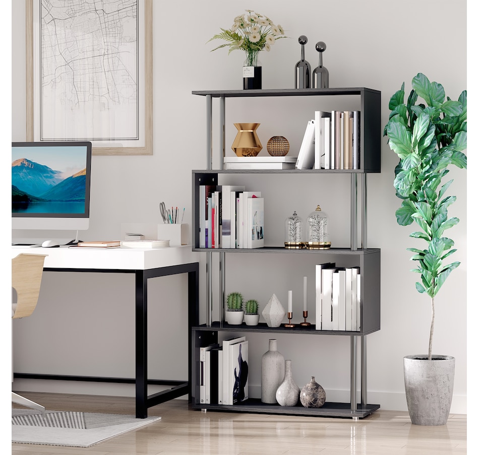 Image 947322_ALTMORE17.jpg, Product 947-322 / Price $97.99 - $106.99, HOMCOM 5-Tiers Bookcase Z-Shape Storage Bookshelf Display with Metal Frame from HOMCOM on TSC.ca's department