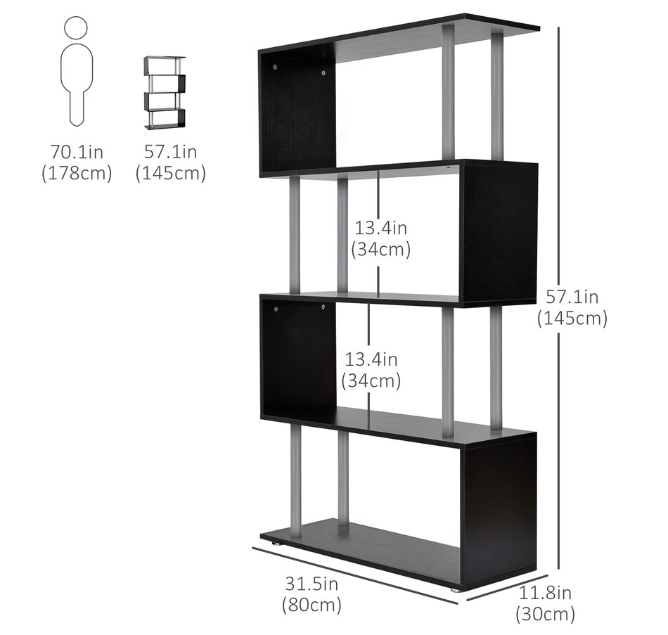 Image 947322_ALTMORE18.jpg, Product 947-322 / Price $97.99 - $106.99, HOMCOM 5-Tiers Bookcase Z-Shape Storage Bookshelf Display with Metal Frame from HOMCOM on TSC.ca's department