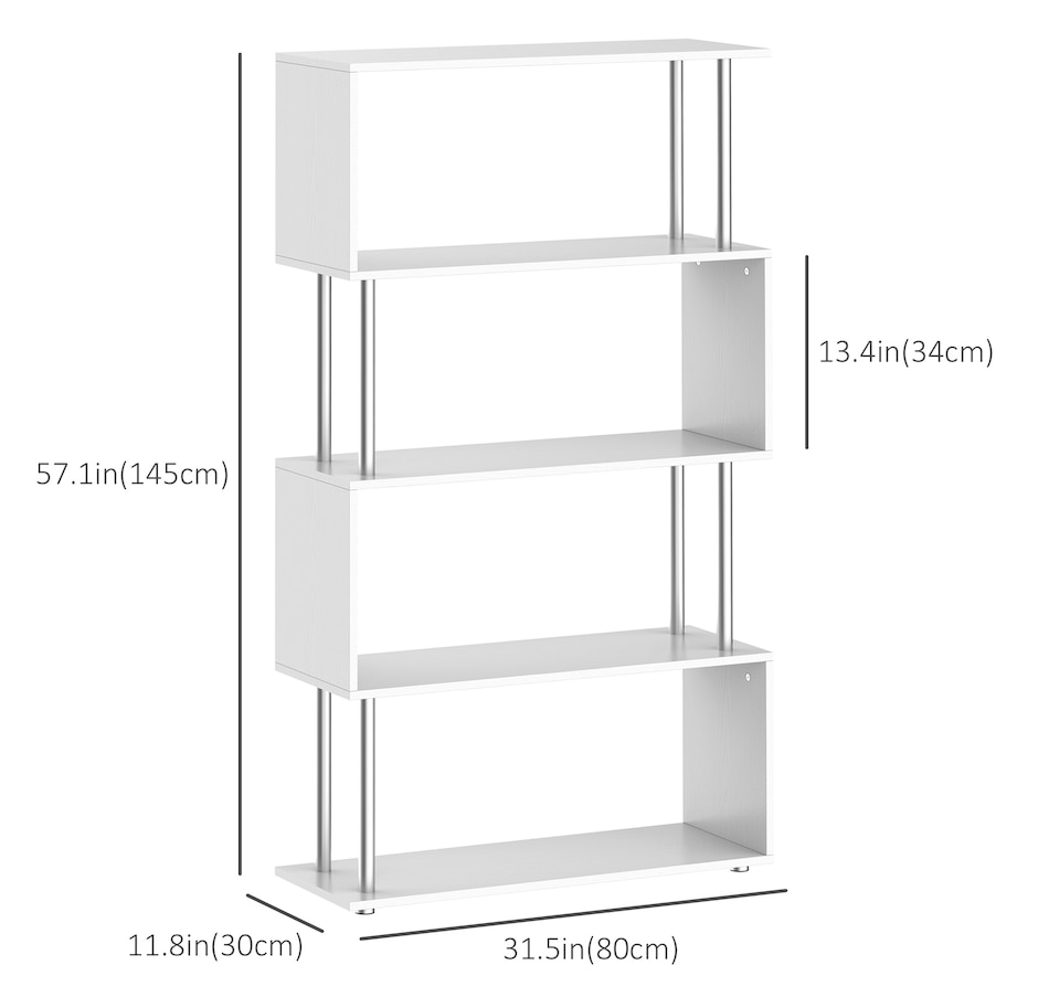 Image 947322_ALTMORE2.jpg, Product 947-322 / Price $97.99 - $106.99, HOMCOM 5-Tiers Bookcase Z-Shape Storage Bookshelf Display with Metal Frame from HOMCOM on TSC.ca's department