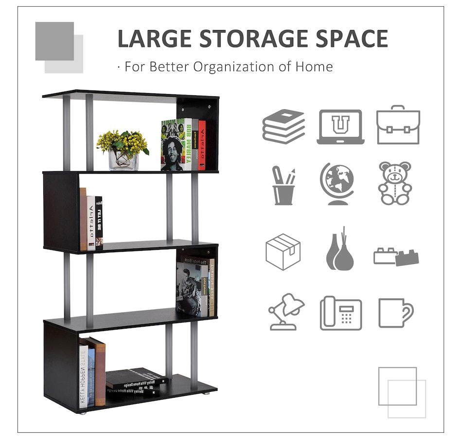 Image 947322_ALTMORE20.jpg, Product 947-322 / Price $97.99 - $106.99, HOMCOM 5-Tiers Bookcase Z-Shape Storage Bookshelf Display with Metal Frame from HOMCOM on TSC.ca's department