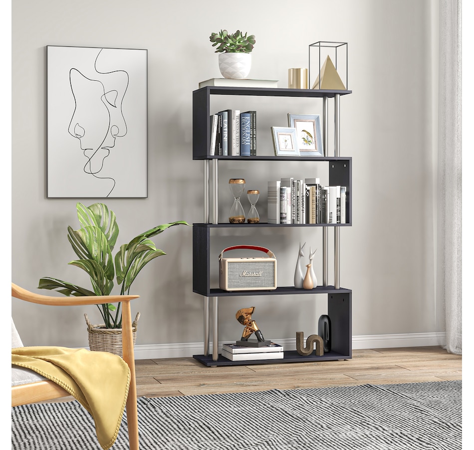 Image 947322_ALTMORE22.jpg, Product 947-322 / Price $97.99 - $106.99, HOMCOM 5-Tiers Bookcase Z-Shape Storage Bookshelf Display with Metal Frame from HOMCOM on TSC.ca's department