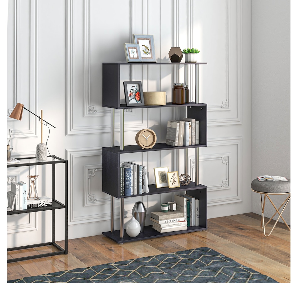 Image 947322_ALTMORE23.jpg, Product 947-322 / Price $97.99 - $106.99, HOMCOM 5-Tiers Bookcase Z-Shape Storage Bookshelf Display with Metal Frame from HOMCOM on TSC.ca's department