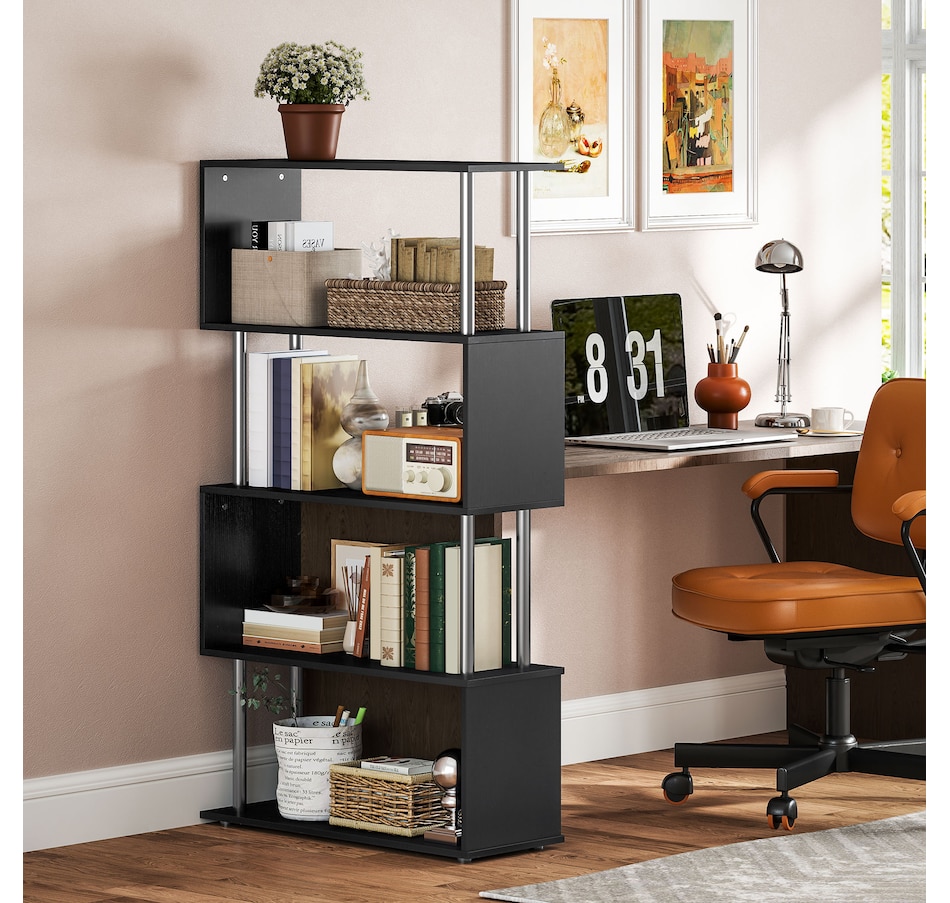 Image 947322_ALTMORE24.jpg, Product 947-322 / Price $97.99 - $106.99, HOMCOM 5-Tiers Bookcase Z-Shape Storage Bookshelf Display with Metal Frame from HOMCOM on TSC.ca's department