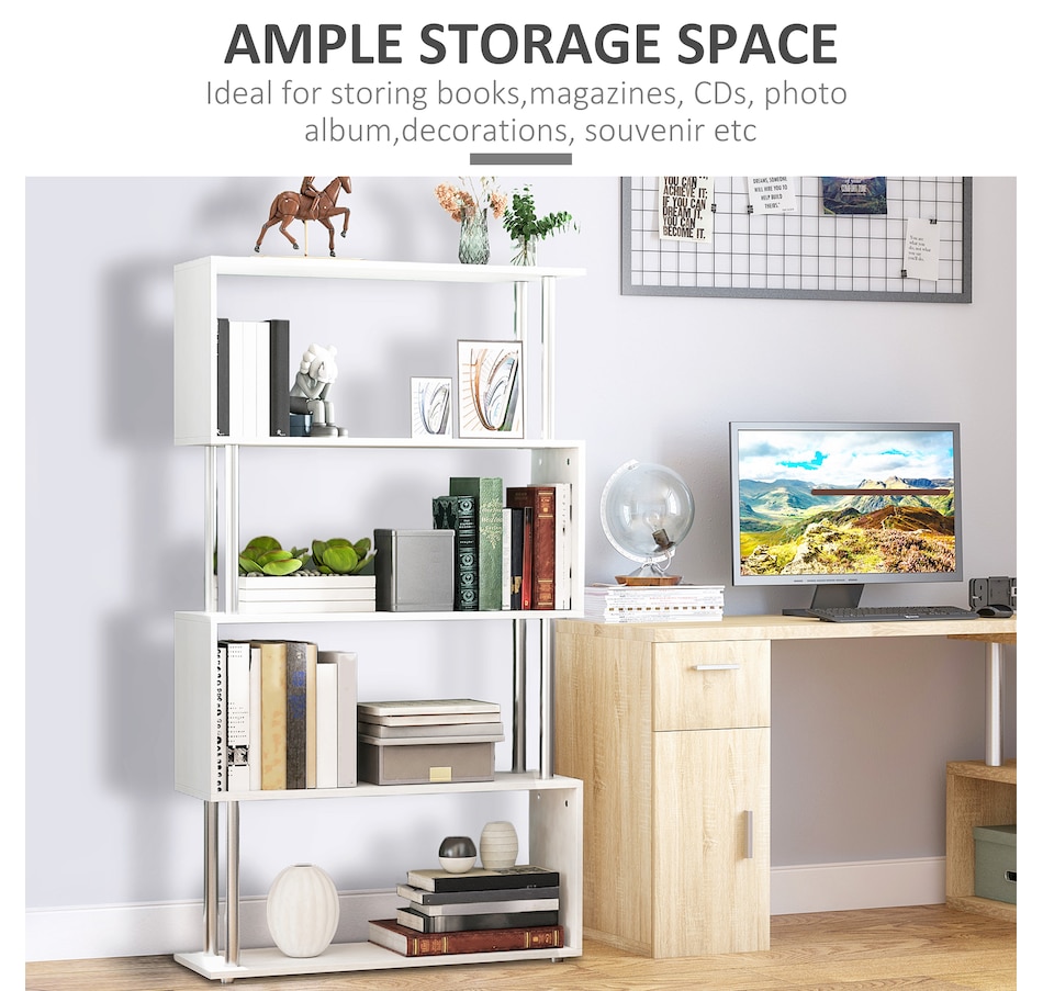 Image 947322_ALTMORE3.jpg, Product 947-322 / Price $97.99 - $106.99, HOMCOM 5-Tiers Bookcase Z-Shape Storage Bookshelf Display with Metal Frame from HOMCOM on TSC.ca's department