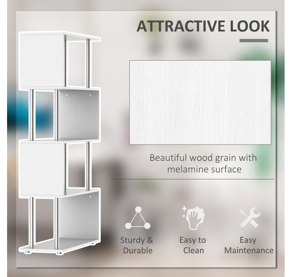 Image 947322_ALTMORE4.jpg, Product 947-322 / Price $97.99 - $106.99, HOMCOM 5-Tiers Bookcase Z-Shape Storage Bookshelf Display with Metal Frame from HOMCOM on TSC.ca's department