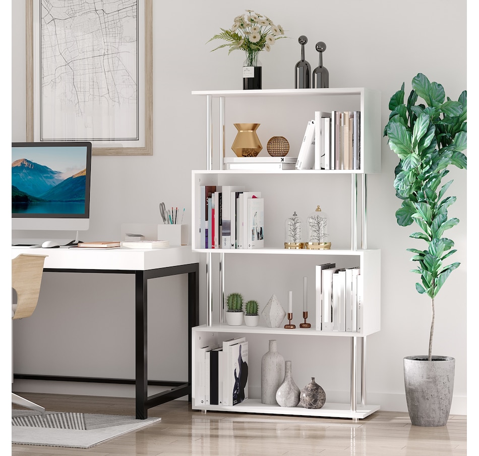 Image 947322_ALTMORE6.jpg, Product 947-322 / Price $97.99 - $106.99, HOMCOM 5-Tiers Bookcase Z-Shape Storage Bookshelf Display with Metal Frame from HOMCOM on TSC.ca's department