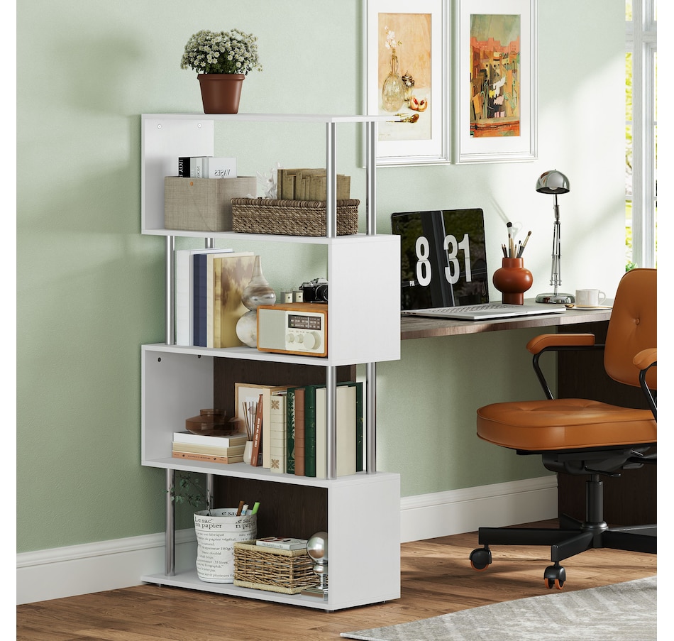 Image 947322_ALTMORE7.jpg, Product 947-322 / Price $97.99 - $106.99, HOMCOM 5-Tiers Bookcase Z-Shape Storage Bookshelf Display with Metal Frame from HOMCOM on TSC.ca's department