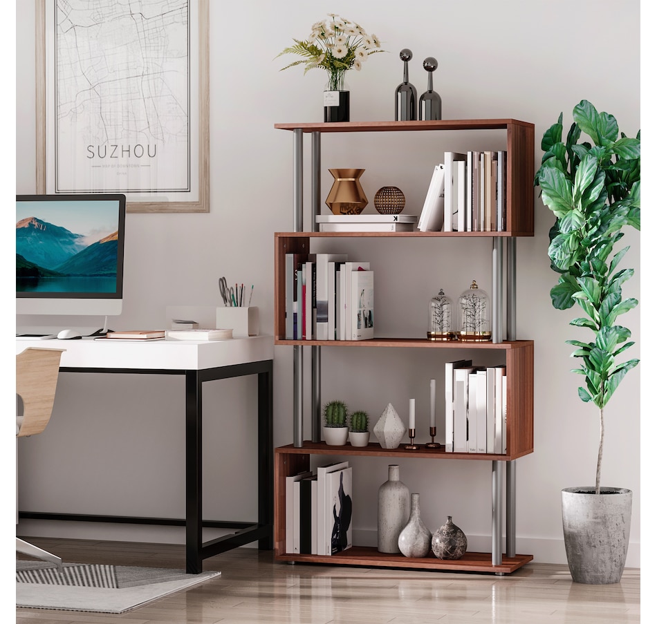 Image 947322_ALTMORE9.jpg, Product 947-322 / Price $97.99 - $106.99, HOMCOM 5-Tiers Bookcase Z-Shape Storage Bookshelf Display with Metal Frame from HOMCOM on TSC.ca's department