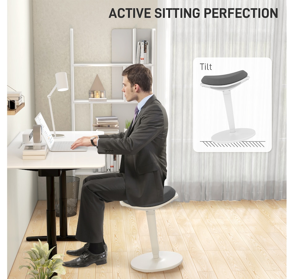 Image 947346_ALTMORE3.jpg, Product 947-346 / Price $99.99, HOMCOM Mesh Ergonomic Wobble Stool for Standing Desks, with Rocking, Grey from HOMCOM on TSC.ca's Home & Garden department