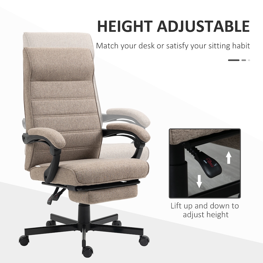 Image 947354_ALTMORE3.jpg, Product 947-354 / Price $164.99, Vinsetto High-Back Office Chair Linen Computer Desk Chair Brown from Vinsetto on TSC.ca's Home & Garden department