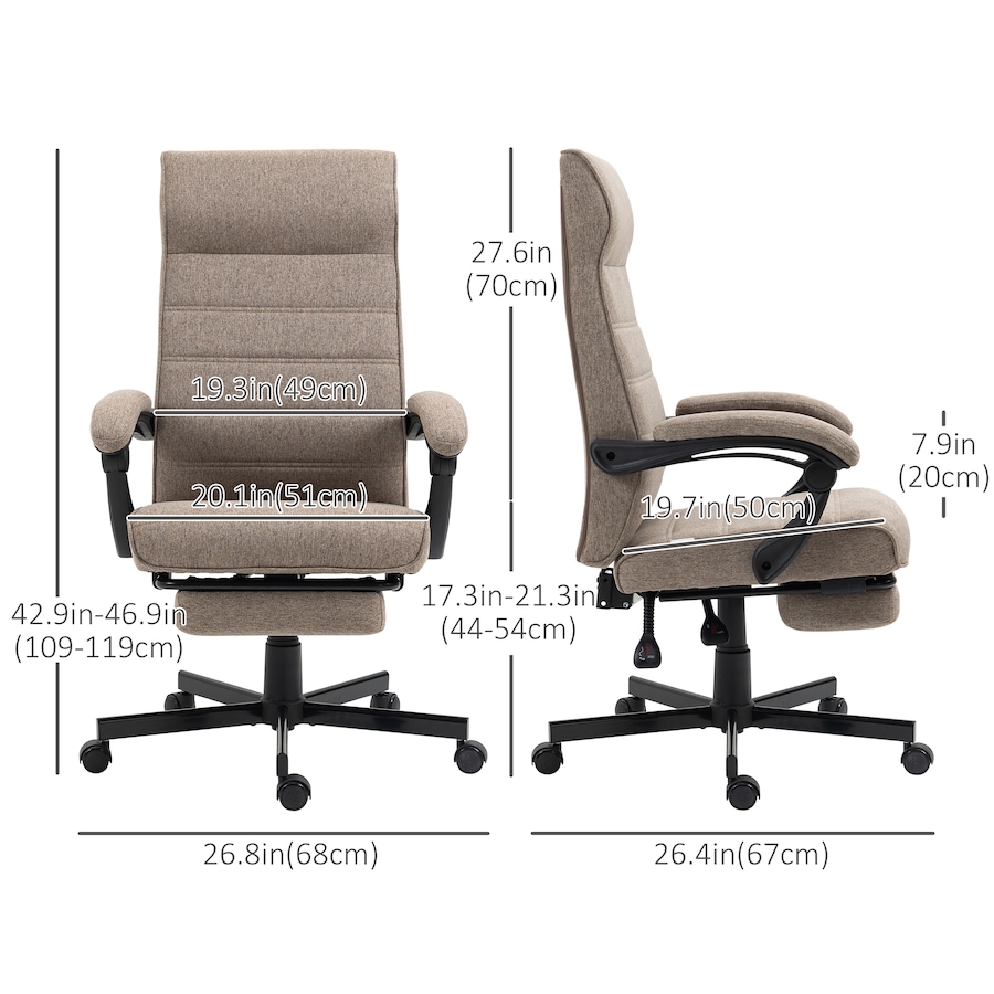 Image 947354_ALTMORE9.jpg, Product 947-354 / Price $164.99, Vinsetto High-Back Office Chair Linen Computer Desk Chair Brown from Vinsetto on TSC.ca's Home & Garden department